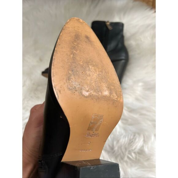 COACH Pell Studded Leather Booties Black Gold Studs Boots Size 7 - Picture 8 of 8